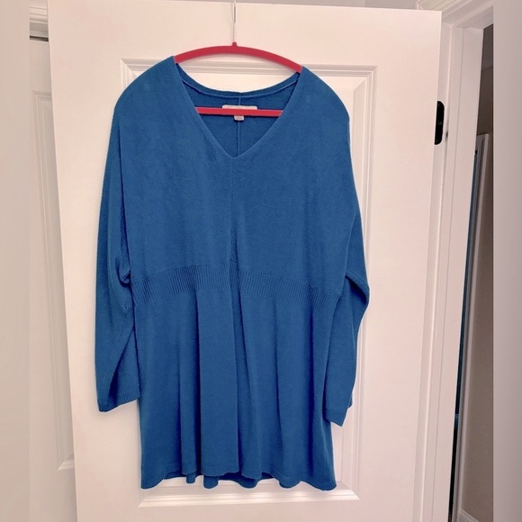 Avenue Sweaters - Soft by Avenue Blue V-Neck Sweater Tunic 26W